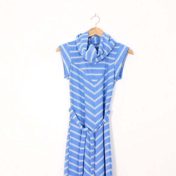 *Custom Made Blue Striped Turtleneck Sleeveless Dress - Picture 4 of 7